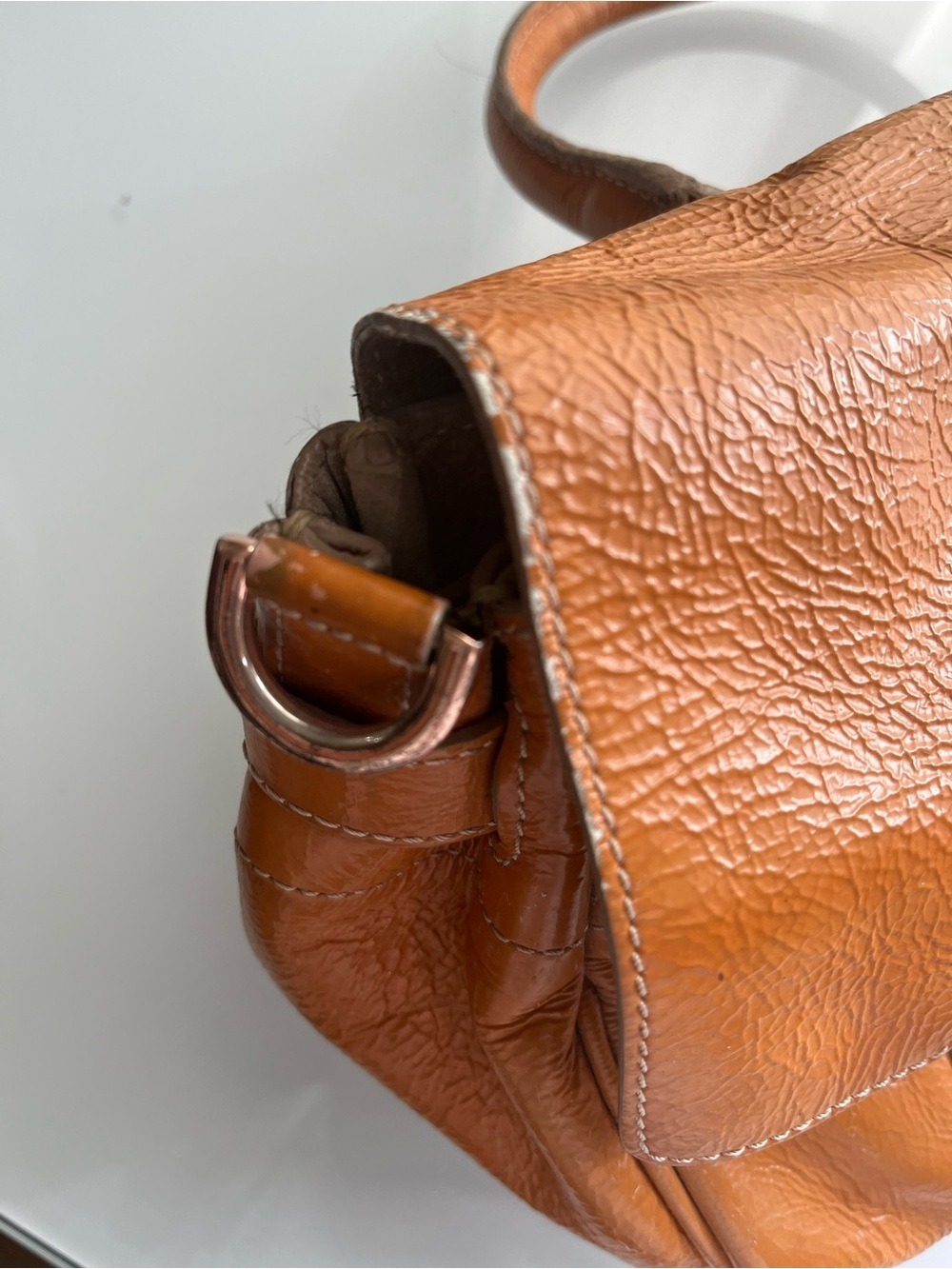 MULBERRY GOLDEN MUSTARD WRINKLED PAYENT LEATHER SMALL BAYSWATER SATCHEL - Picture 9 of 16